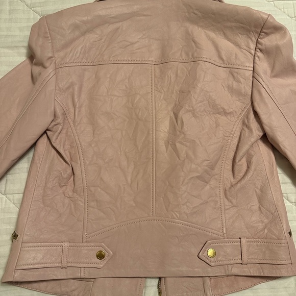 NEW WITH TAGS Michael Kors Pink Leather Jacket - Picture 4 of 9